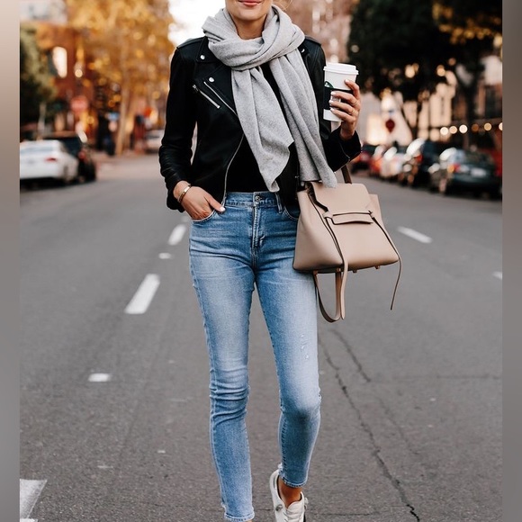 BLACK PU LEATHER BELTED MOTO JACKET - Picture 5 of 5